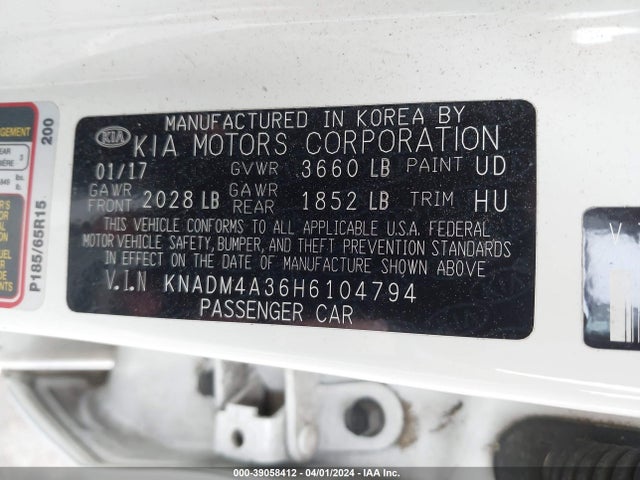 KIA RIO LX 2017 KNADM4A36H6104794 Image 9