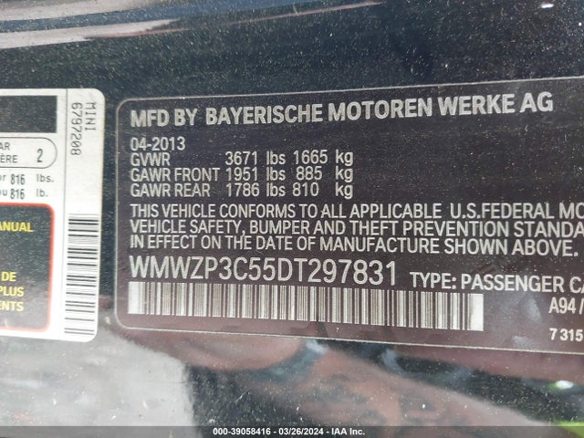 2013 MINI CONVERTIBLE WMWZP3C55DT297831 Photo 8