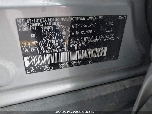Toyota RAV4 LE 2021 2T3H1RFV7MW142760 Image 9