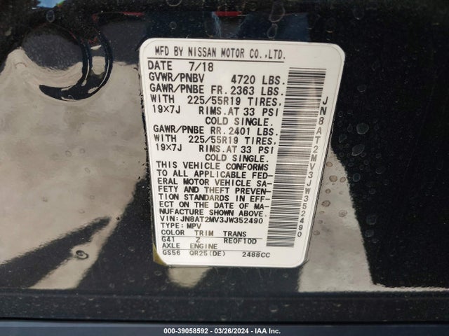 Nissan Rogue Sl 2018 JN8AT2MV3JW352490 Image 9