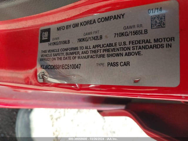 Chevrolet Spark 1lt Auto 2014 KL8CD6S91EC510047 Image 9