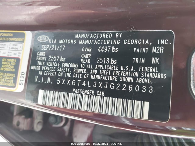KIA Optima Lx 2018 5XXGT4L3XJG226033 Image 9