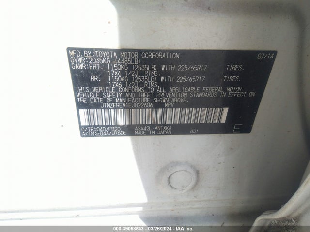 Toyota RAV4 LE 2014 JTMZFREV1EJ022606 Image 9