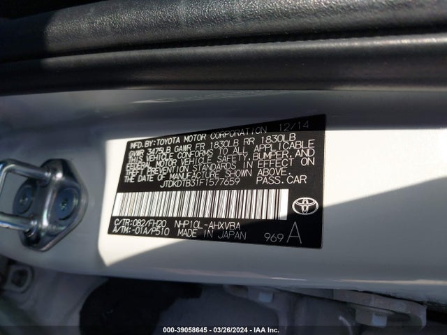 Toyota Prius C One 2015 JTDKDTB31F1577659 Image 9