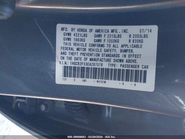 Honda Accord Sport 2014 1HGCR2F55EA287579 Image 9