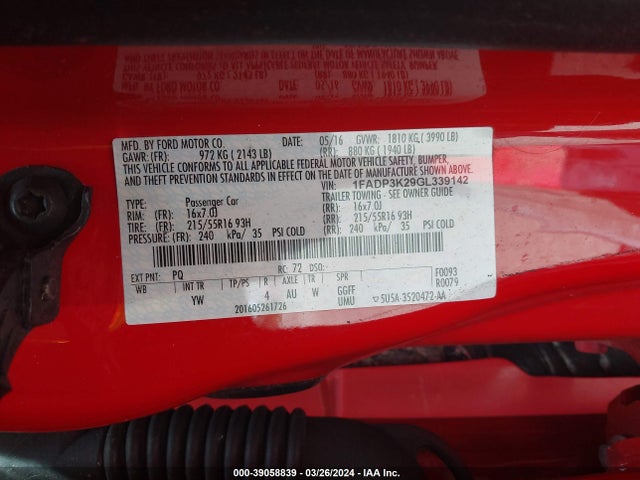 Ford FOCUS SE 2016 1FADP3K29GL339142 Image 9