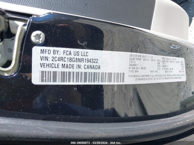 Chrysler Pacifica Touring L 2022 2C4RC1BG8NR194322 Image 9