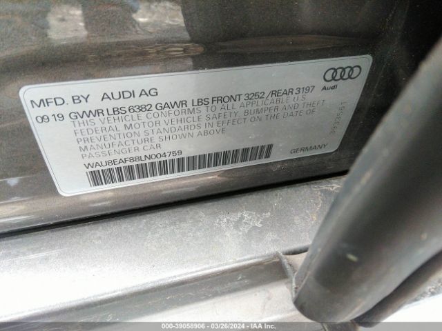 2020 AUDI A8 L WAU8EAF88LN004759 Photo 8