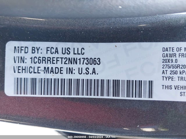 RAM 1500 Big Horn  4x2 5'7 Box 2022 1C6RREFT2NN173063 Image 9