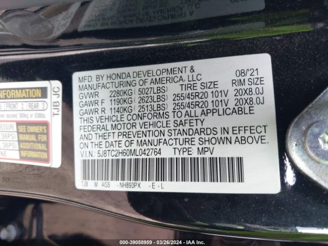 5J8TC2H60ML042764 Acura Rdx A-spec Package