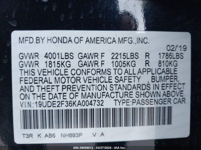 19UDE2F36KA004732 Acura Ilx Standard