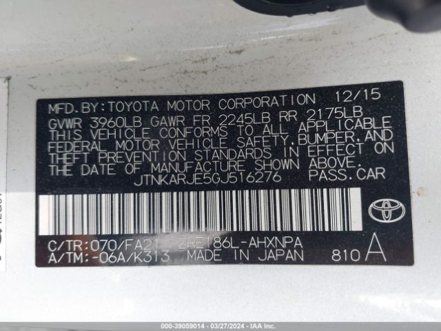 JTNKARJE5GJ516276 Scion IM
