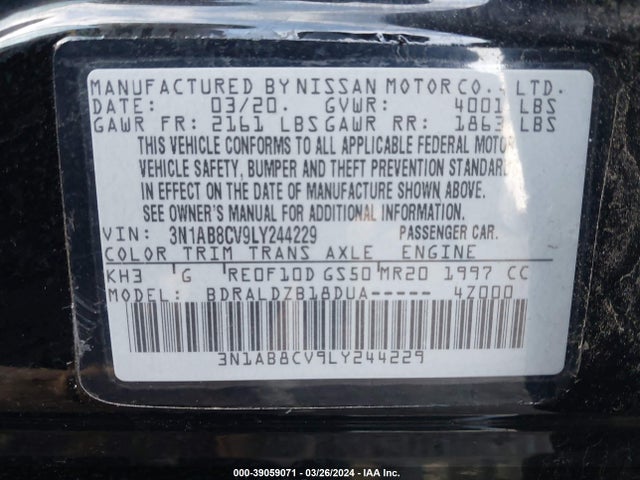 Nissan Sentra Sv Xtronic Cvt 2020 3N1AB8CV9LY244229 Image 9