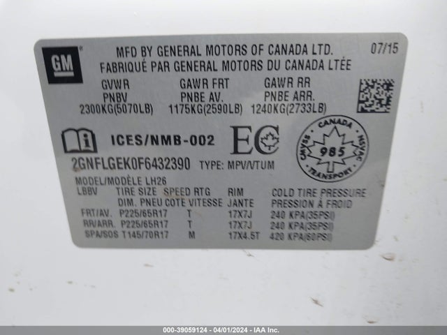 Chevrolet Equinox 2lt 2015 2GNFLGEK0F6432390 Image 9