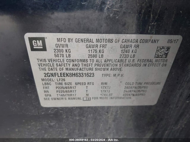 Chevrolet EQUINOX LS 2017 2GNFLEEK8H6331623 Image 9