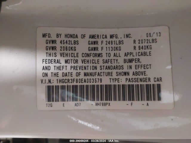 Honda Accord Ex-l V-6 2014 1HGCR3F80EA003579 Image 9