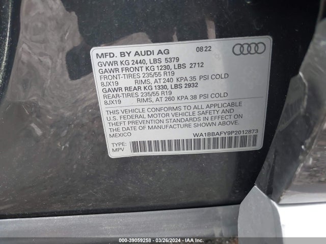 WA1BBAFY9P2012873 Audi Q5 Premium Plus 40 Tfsi Quattro S Tronic