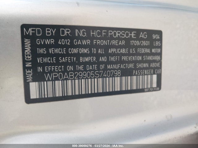 2005 PORSCHE 911 WP0AB29905S740798 Photo 8