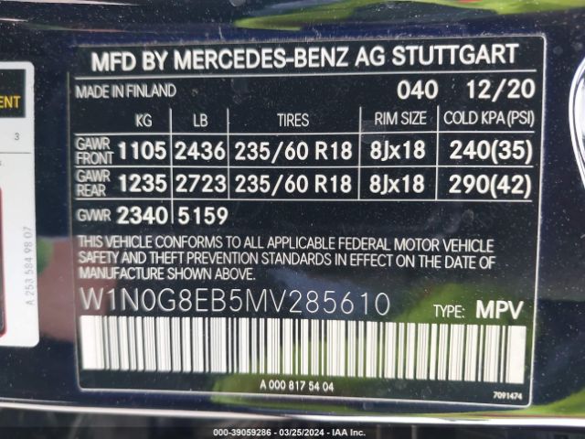 W1N0G8EB5MV285610 Mercedes-Benz Glc 300 4matic Suv