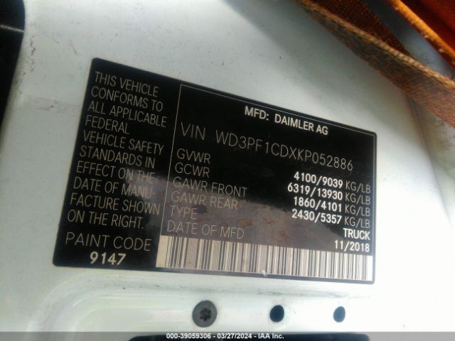 WD3PF1CDXKP052886 Mercedes-Benz Sprinter 2500 High Roof V6