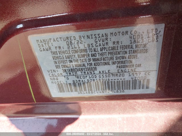 Nissan SENTRA SV 2022 3N1AB8CV4NY296838 Image 9
