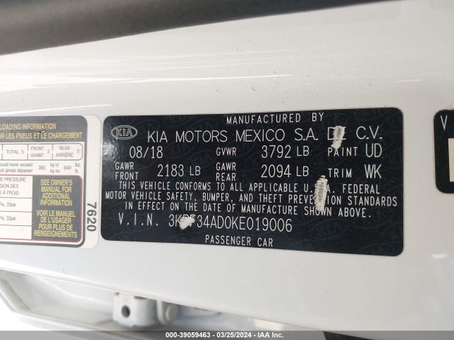 KIA FORTE S 2019 3KPF34AD0KE019006 Image 9