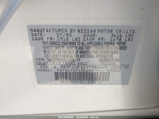 Nissan Kicks Sr Xtronic Cvt 2020 3N1CP5DV2LL538771 Image 9