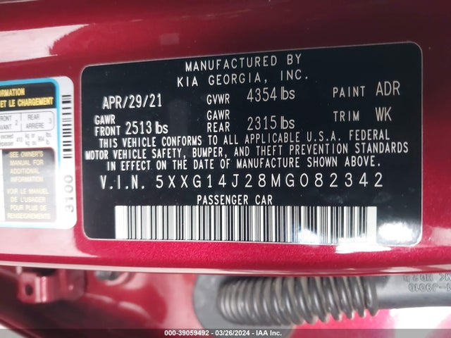 KIA K5 LXS 2021 5XXG14J28MG082342 Image 9