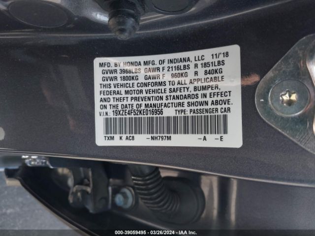 19XZE4F52KE016956 Honda INSIGHT EX