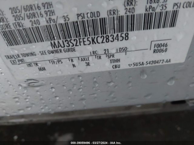 MAJ3S2FE5KC283458 Ford ECOSPORT S
