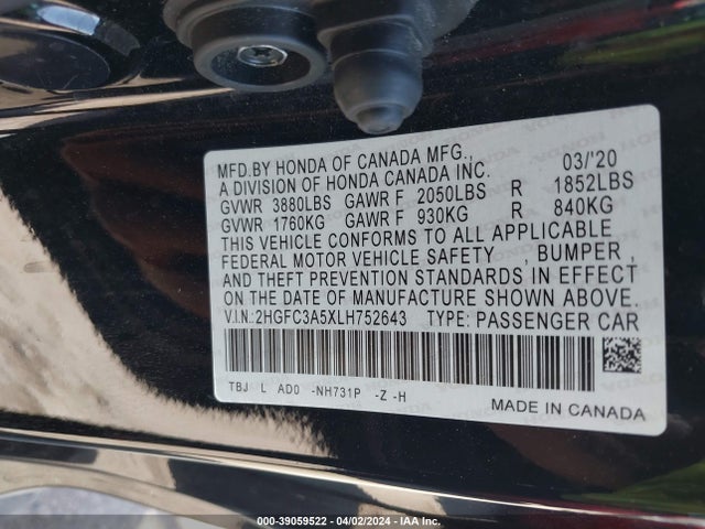 Honda CIVIC SI COUPE 2020 2HGFC3A5XLH752643 Image 9