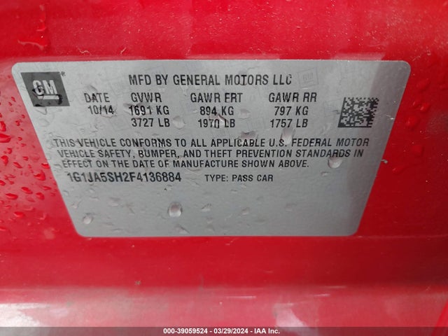 Chevrolet Sonic Ls Auto 2015 1G1JA5SH2F4136884 Image 9