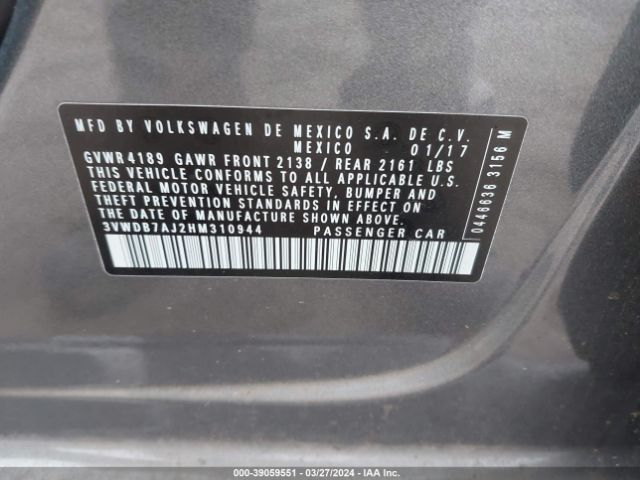 3VWDB7AJ2HM310944 Volkswagen Jetta 1.4t Se