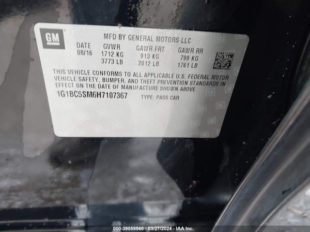 Chevrolet Cruze Ls Auto 2017 1G1BC5SM6H7107367 Image 9