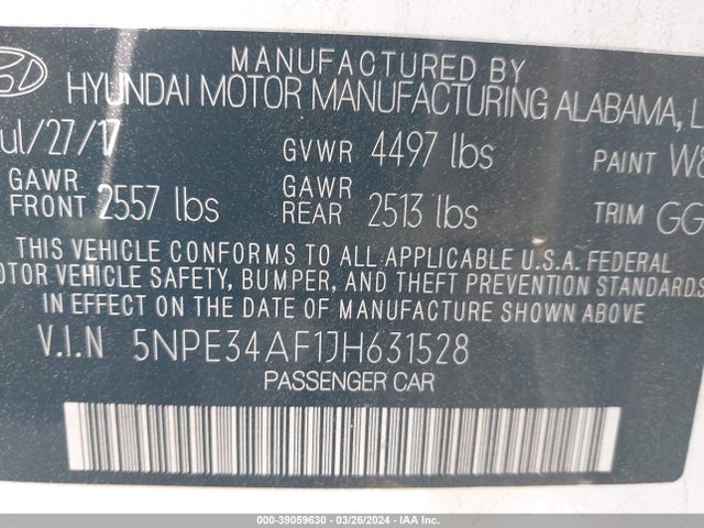 Hyundai SONATA SEL 2018 5NPE34AF1JH631528 Image 9