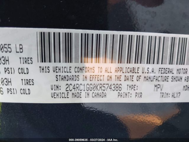 2019 CHRYSLER PACIFICA 2C4RC1GG0KR574386 Photo 8