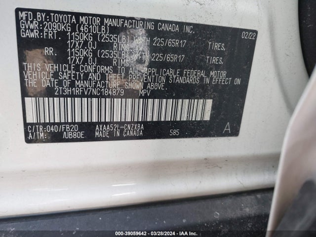 Toyota RAV4 LE 2022 2T3H1RFV7NC184879 Image 9