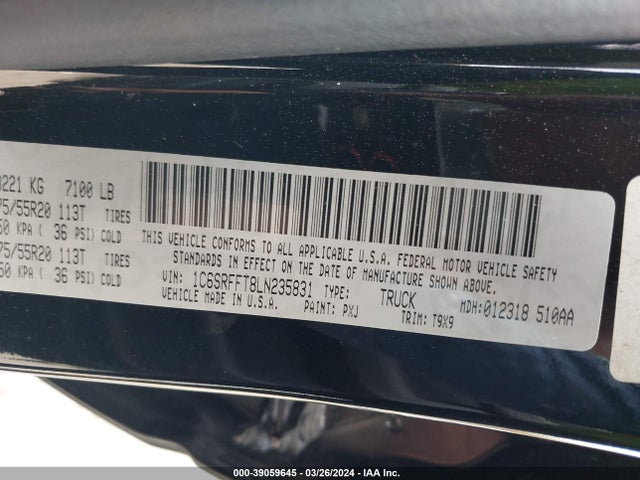 1C6SRFFT8LN235831 RAM 1500 Big Horn  4x4 5'7 Box