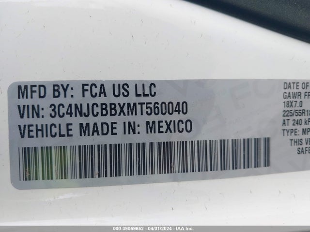 Jeep Compass Altitude Fwd 2021 3C4NJCBBXMT560040 Image 9