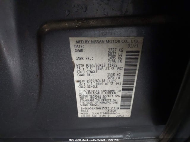 Nissan Frontier Sv 4x2 2021 1N6ED0EA2MN701219 Image 9