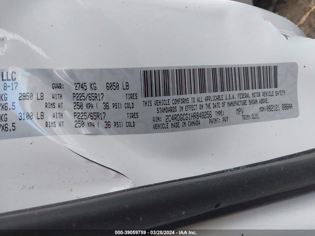 Dodge Grand Caravan Sxt 2017 2C4RDGCG1HR848256 Image 9