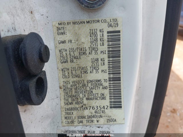 Nissan FRONTIER S 2019 1N6BD0CT5KN763542 Image 9