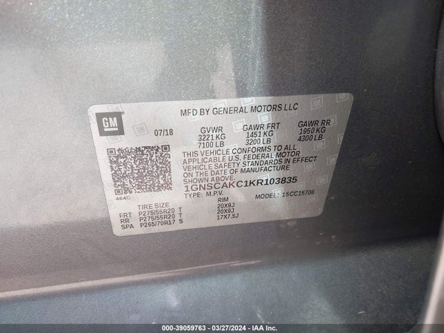 Chevrolet Tahoe Ls 2019 1GNSCAKC1KR103835 Image 9