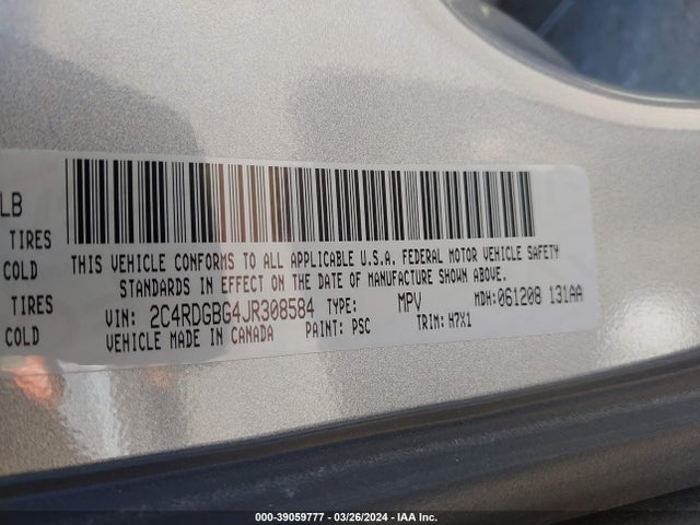 Dodge Grand Caravan Se 2018 2C4RDGBG4JR308584 Image 9