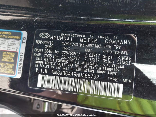 Hyundai Tucson Se Plus 2017 KM8J3CA49HU365792 Image 9