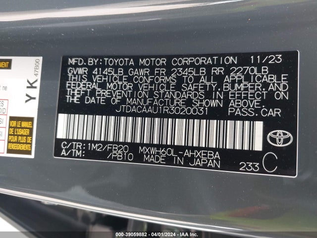 Toyota Prius Le 2024 JTDACAAU1R3020031 Image 9