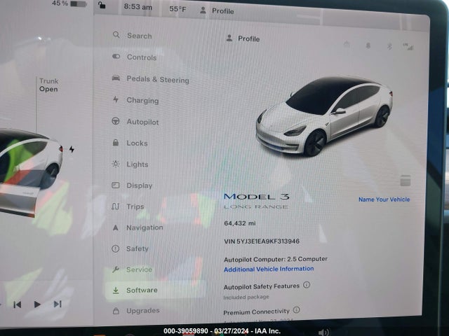 5YJ3E1EA9KF313946 Tesla Model 3 Long Range/mid Range/standard Range/standard Range Plus