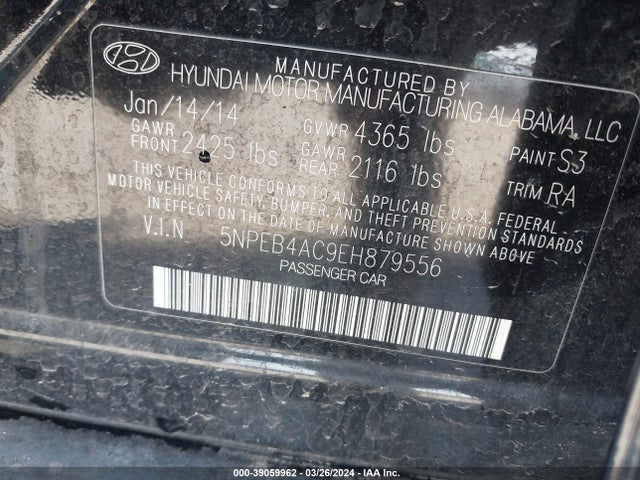Hyundai SONATA GLS 2014 5NPEB4AC9EH879556 Image 9