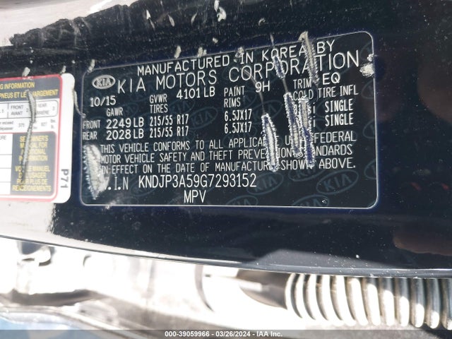 KIA SOUL + 2016 KNDJP3A59G7293152 Image 9