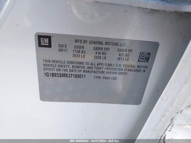 Chevrolet Cruze Lt Auto 2018 1G1BE5SMXJ7109011 Image 9
